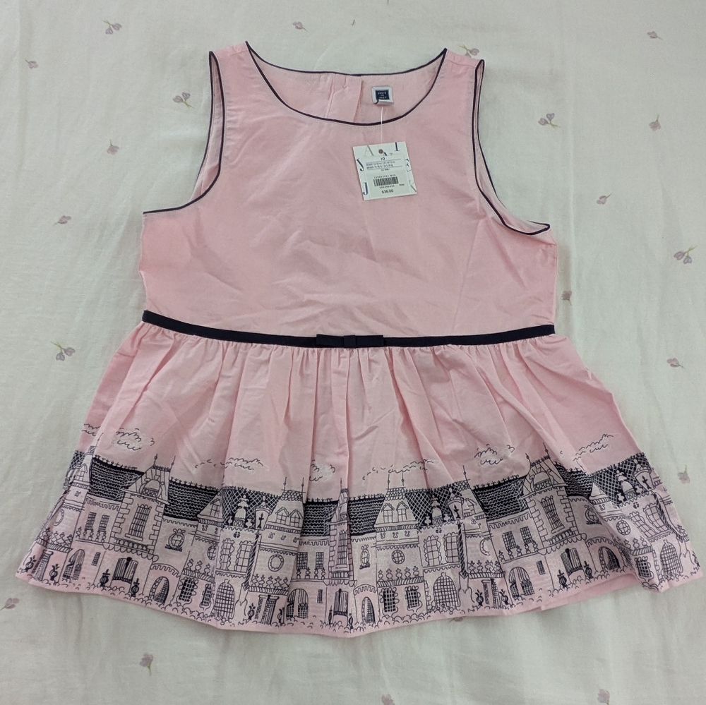 Janie and Jack pink French-style blouse with button down back